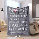 Blanket for Nurse Gifts - Caring Amazing Compassionate Loving Kind Sensitive Reliable Devoted Tough Hard Working Selfless Dedicated - From Family Friends, Birthday Christmas Everyday Encouragement, Inspirational Motivational