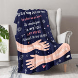 Blanket for Son Gifts, “This is a hug just for you... I love you and you’re always in my heart”, From Mom Dad, Birthday Christmas Graduation, Inspirational