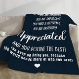 Blanket for Son Gifts, "In case nobody told you today... You are incredibly appreciated", From Parents, Birthday, Christmas, Inspirational