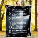 Gifts for Pastor Blanket - PASTOR Is for the Preacher, Anointing, Shepherd, Teacher, Obedience, Righteousness - From Church Family, Birthday, Christmas, Encouragement, Inspirational