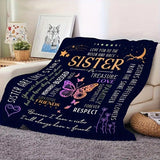 Blanket for Sister Gifts - Love You to the Moon and Back Sister - From Family, Birthday, Christmas, Everyday Encouragement, Inspirational Motivation