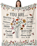 Blanket for Son Gifts, “You Are… Beautiful, Victorious, Strong, Never Alone, Always Loved”, From Parents, Birthday, Graduation, Inspirational