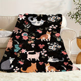 Blanket Gifts for Cat Lovers Blanket - Cats and Flowers Delight,” From Family, Birthday, Christmas, Everyday Encouragement, Inspirational