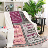 Blanket for Team Gifts, “Difference Maker Thank You for Being Such an Important Piece in Our Team”, From Coworkers, Birthday, Christmas, Inspirational