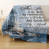 Motivational Blanket Gifts for Son - The Lord is my ROCK My FORTRESS and my Deliverer - From Parents, Birthday Christmas Graduation, Inspirational