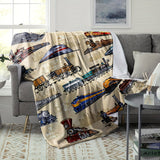 Gifts for Train Lovers Blanket - All Aboard for Adventure - From Family Friends, Birthday Christmas Holiday, Nostalgic Vintage
