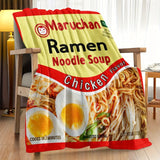 Gift for Ramen Lovers Blanket - Maruchan Ramen Noodle Soup Chicken Flavor - From Friends Family, Birthday Holiday Graduation, Fun Novelty