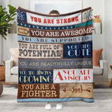 Blanket for Son Gifts, “You Are an Overcomer”, From Parents, Birthday, Christmas, Graduation, Inspirational, Motivational
