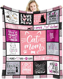 Blanket for Cat Mom Gifts, "Cat Mom", From Daughter Son, Birthday Christmas Holiday Everyday Encouragement, Inspirational
