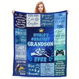 Blanket for Grandson Gifts - World's Greatest Grandson Ever - From Parents, Birthday, Christmas, Everyday Encouragement, Motivational Inspirational